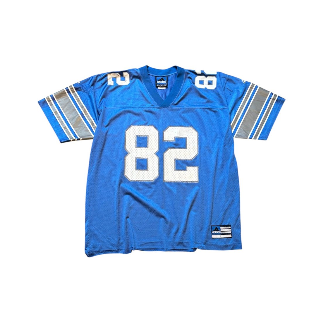 90s Adidas NFL 底特律雄狮队 Crowell 82 - 男装上衣/T 恤 - 聚酯纤维 多色