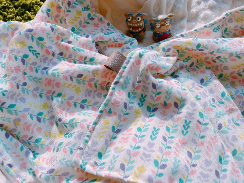 点点毯/毛毯/安抚被/冷气被-二重纱-米白树叶 - 满月礼盒 - 棉．麻 白色