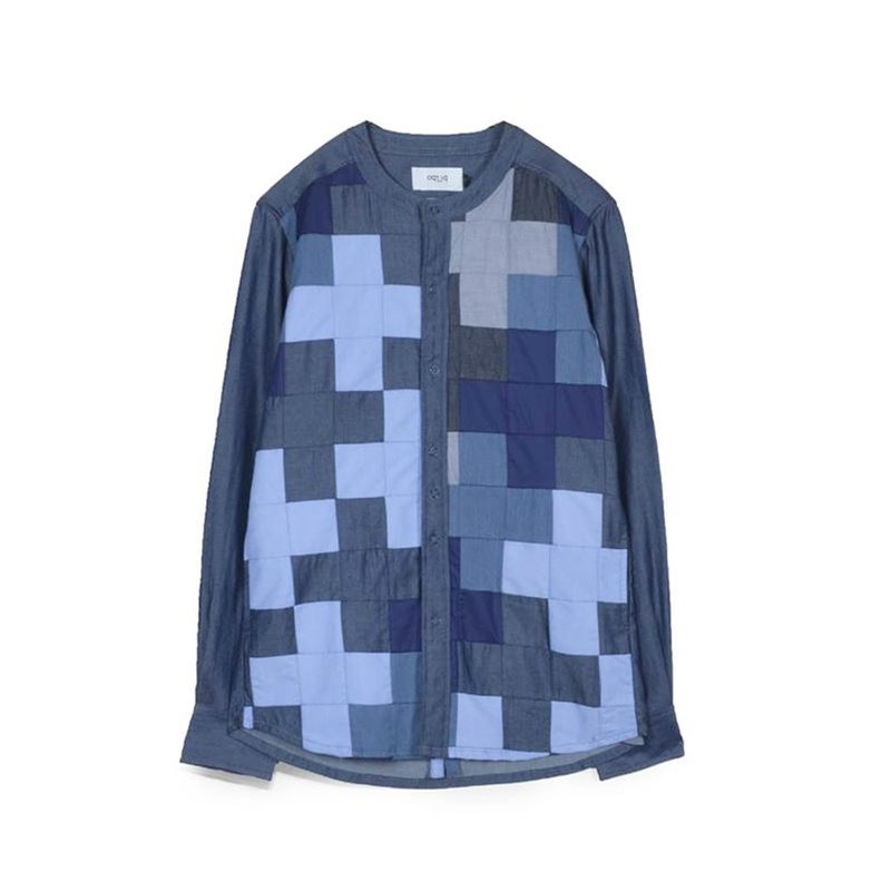 oqLiq  - Root - Patchwork cross 008 十字拼接衬衫 - 男装衬衫 - 棉．麻 蓝色