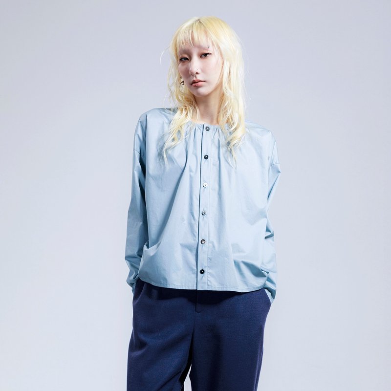 垂序落片拼接开襟衬衫 - 女装衬衫 - 其他材质 