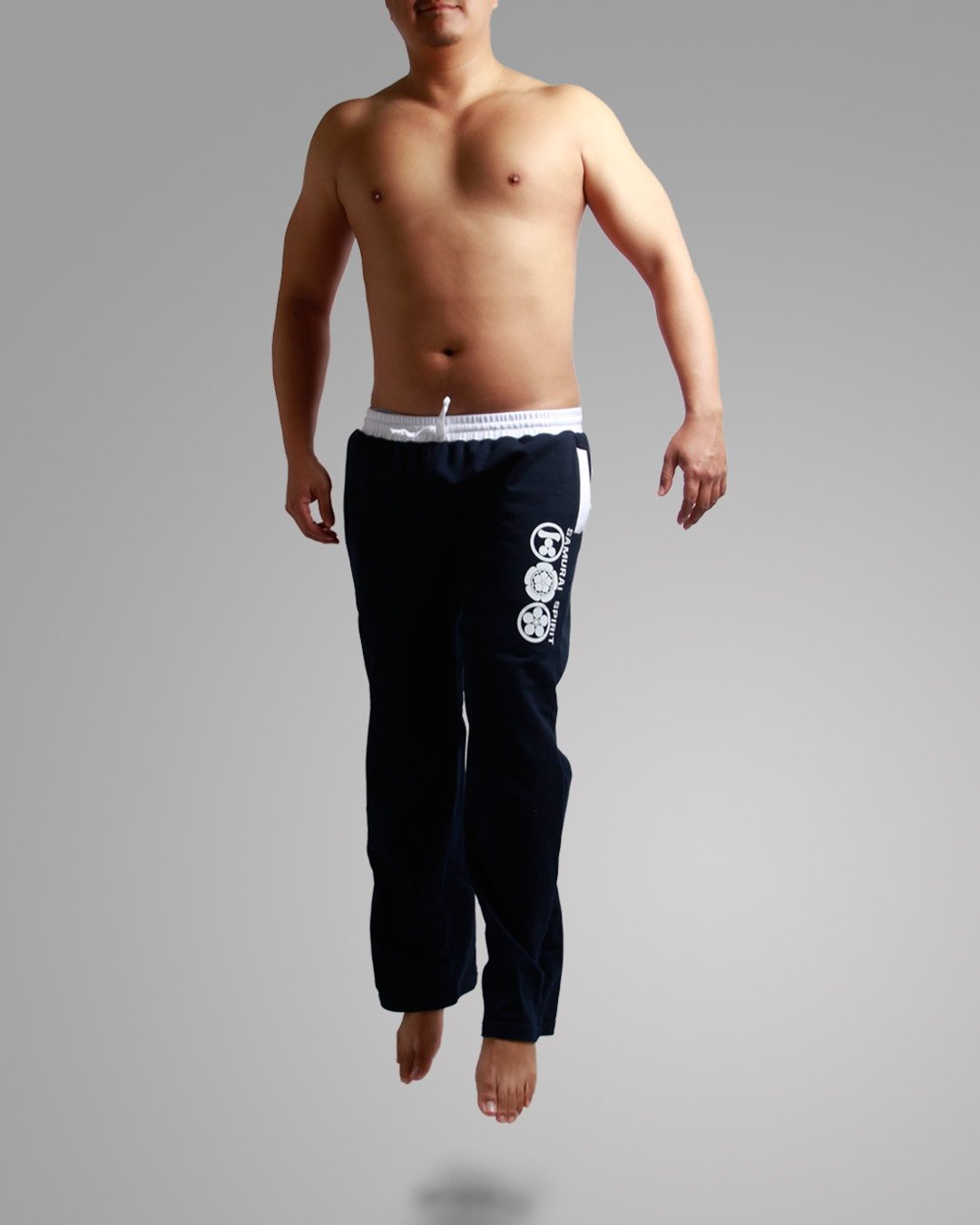 抽绳棉长裤-日本家徽 (丈青) - 男士长裤 - 棉 蓝色
