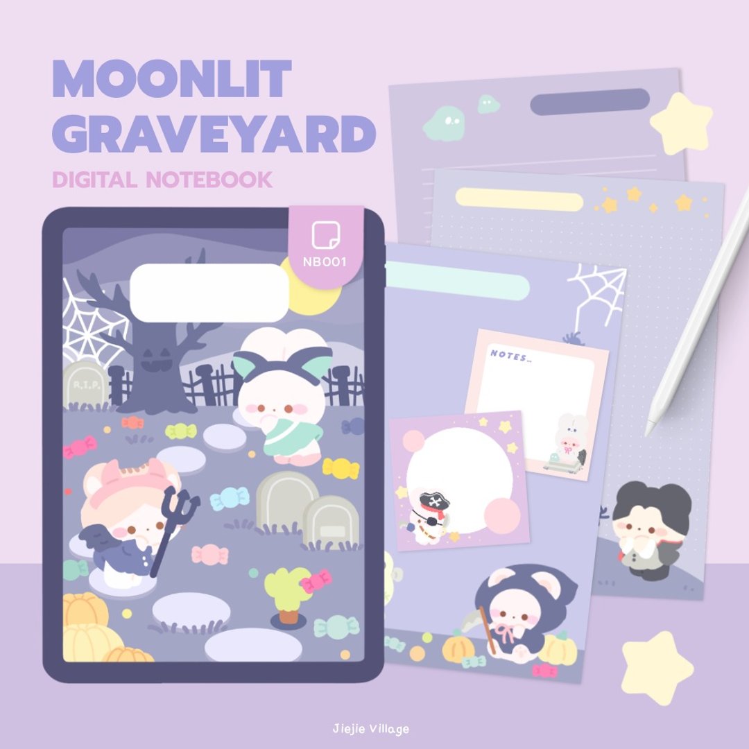Digital Notebook - Moonlit Graveyard - 图文模板设计 - 其他材质 