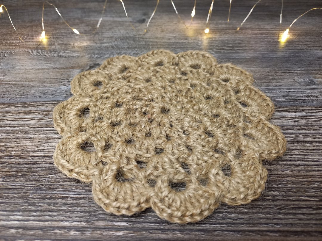 Jute crochet mug rug Placemat Jute napkin Eco friendly product - 餐垫/桌巾 - 环保材料 卡其色