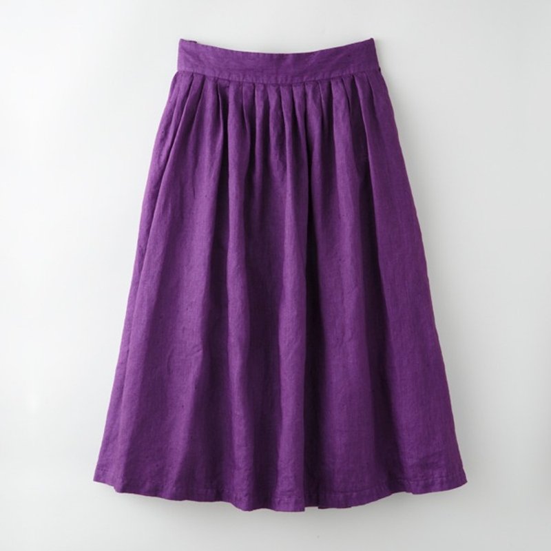 Botanical Dyed Prune Dyed Hemp's skirt 8612-05014-00 - 裙子 - 棉．麻 紫色