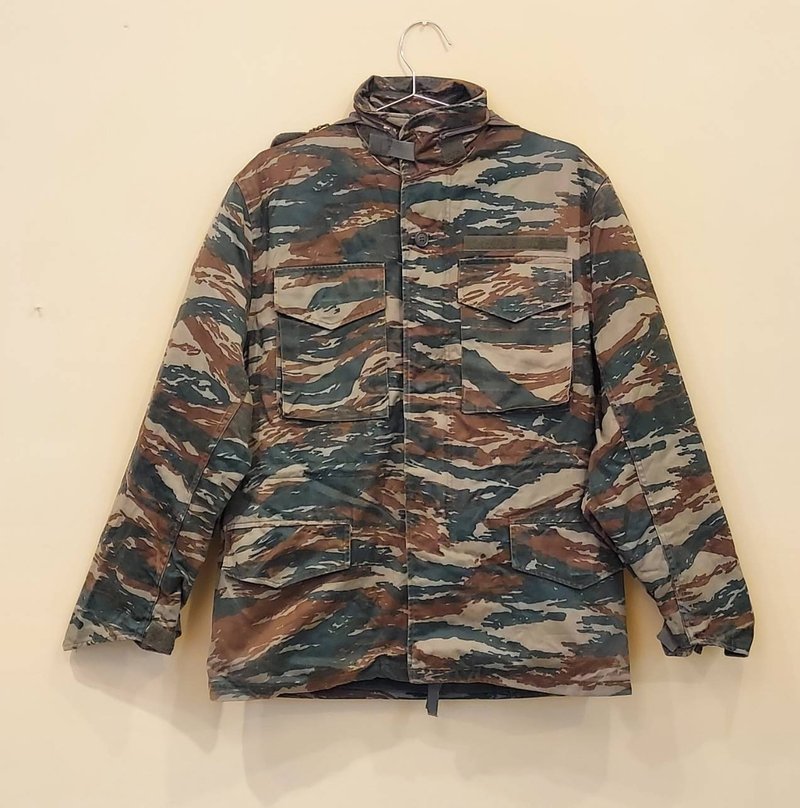 希腊公发 蜥蜴迷彩厚版军用老夹克C款 附内里   经典迷彩 - 男装外套 - 棉．麻 绿色