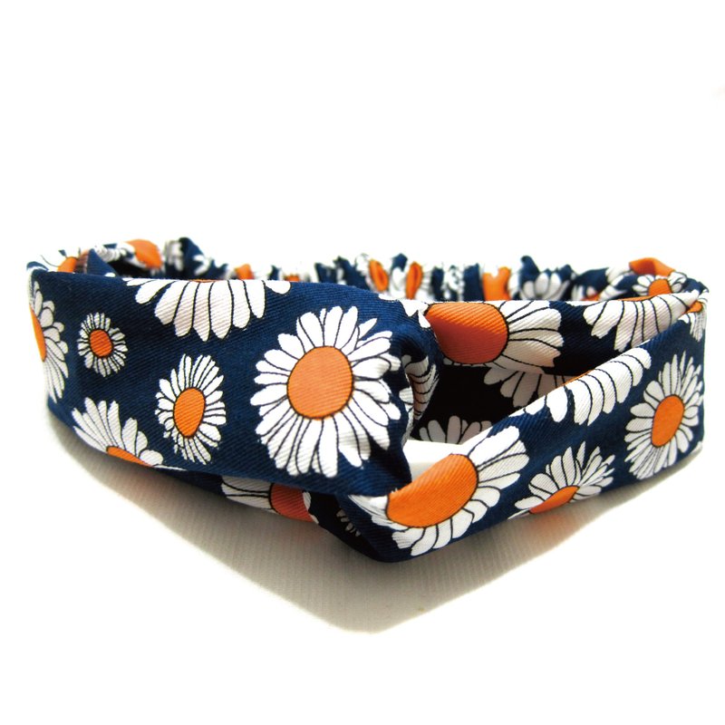 风和日丽 好烦小姐 松紧版 发带 小雏菊 - 发饰 - 棉．麻 蓝色