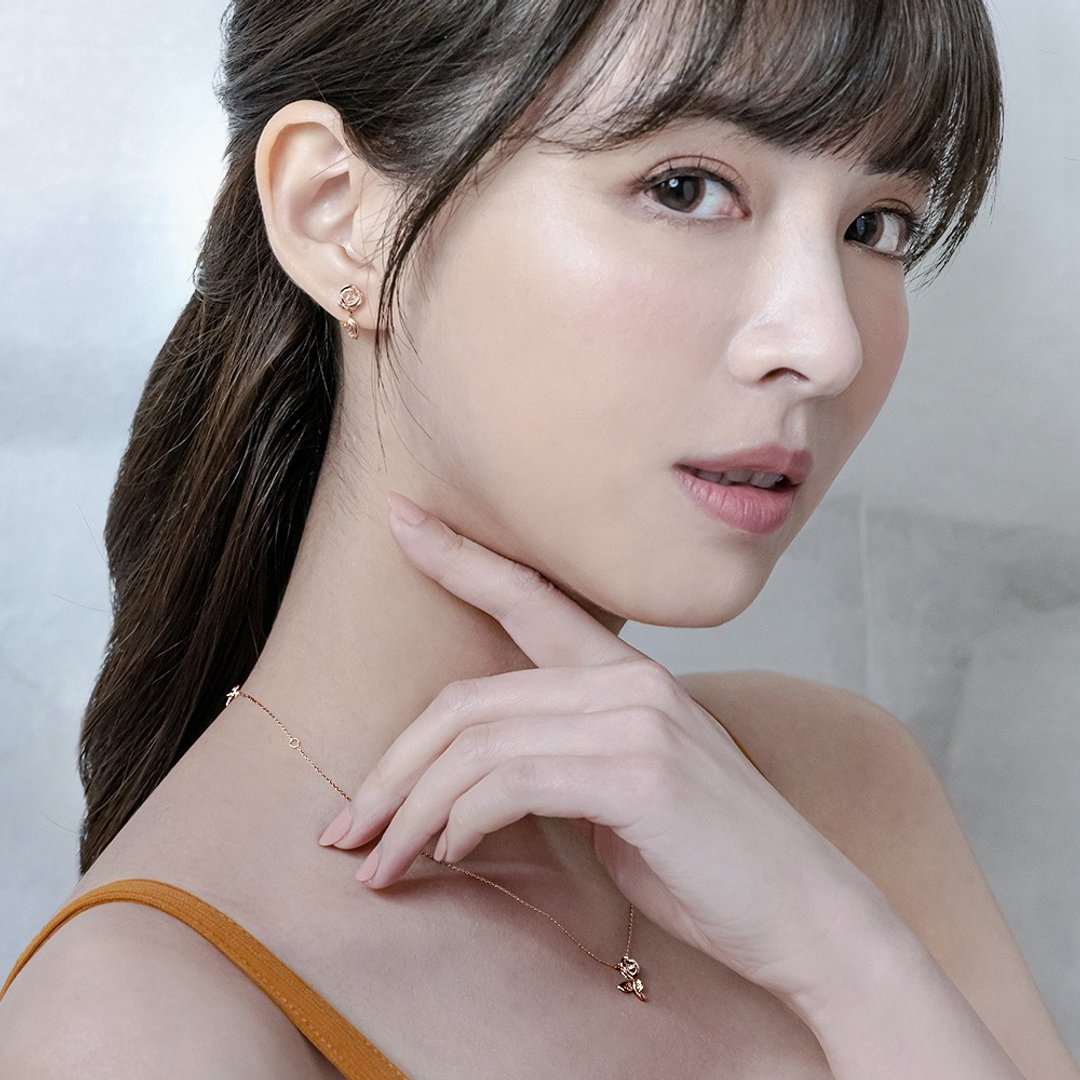 情人礼 京华钻石 迪士尼公主系列 美女与野兽贝儿玫瑰花 钻石耳环 - 耳环/耳夹 - 钻石 