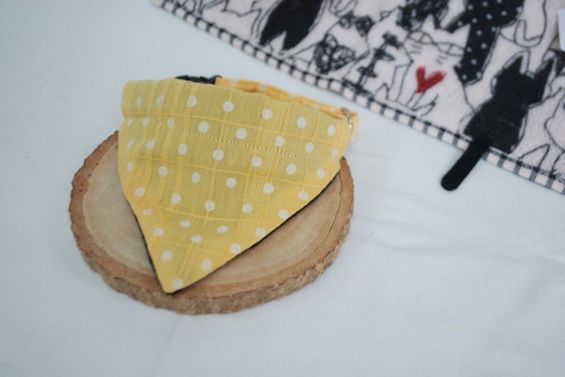 A-NI collar for cats and dogs triangular flag version - 项圈/牵绳 - 棉．麻 黄色