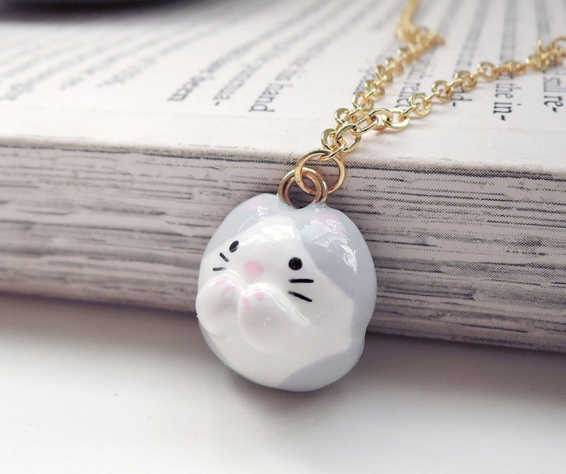 童话小动物  拜托小猫手工可爱项链 橘猫 灰猫 - 项链 - 陶 橘色