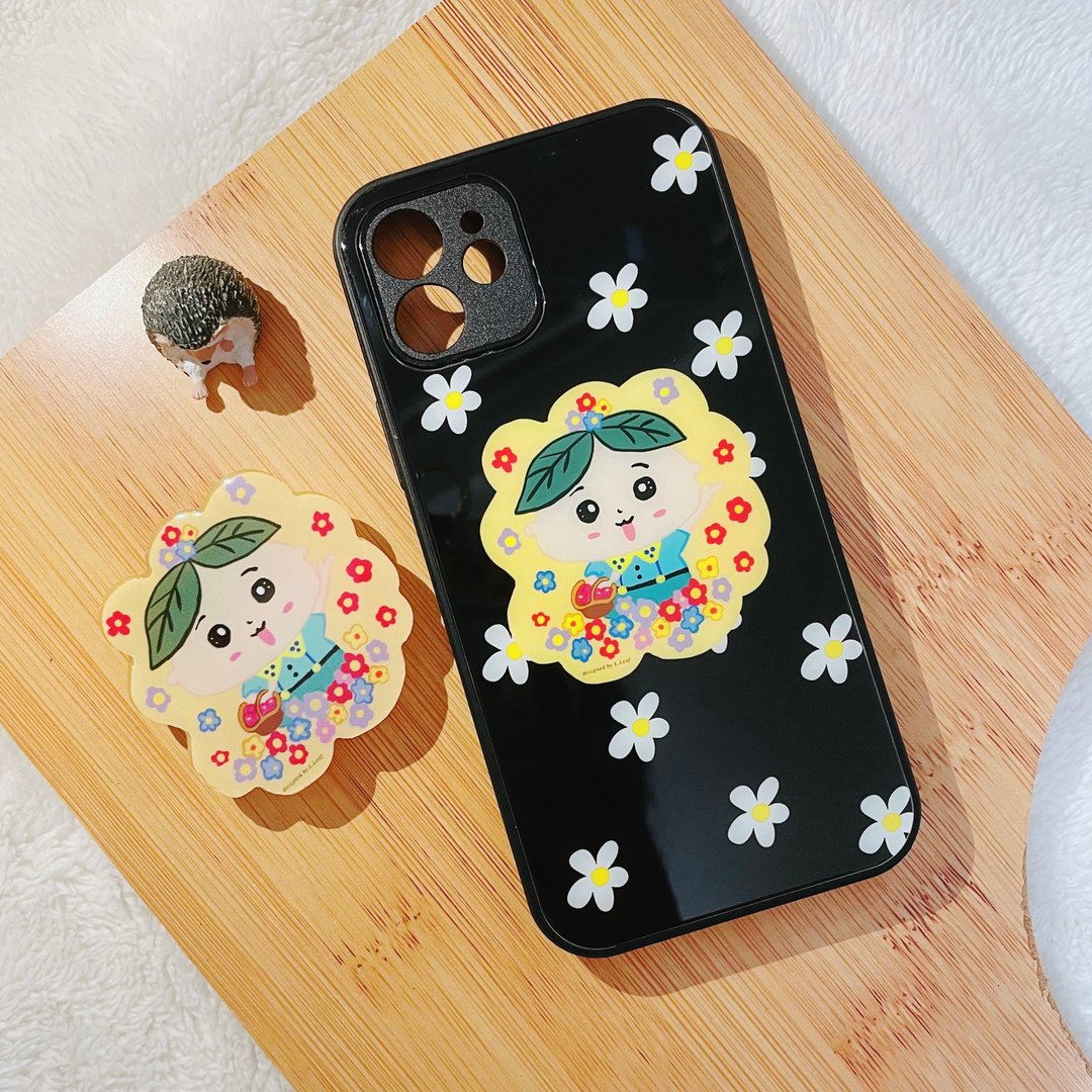 【五倍券优惠】钢化玻璃手机壳+气囊支架 / 犀牛盾定制-雨过天晴 - 手机壳/手机套 - 硅胶 黑色