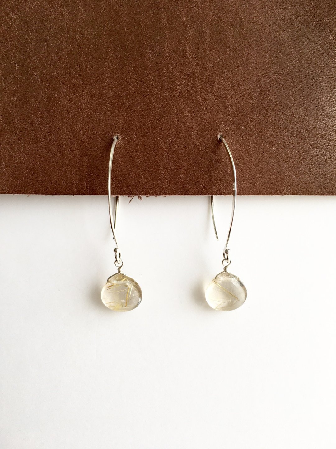 Rutilelated quartz 14 kgf or SV 925 - 耳环/耳夹 - 石头 透明