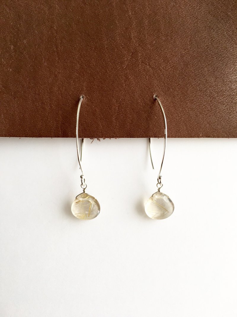 Rutilelated quartz 14 kgf or SV 925 - 耳环/耳夹 - 石头 透明