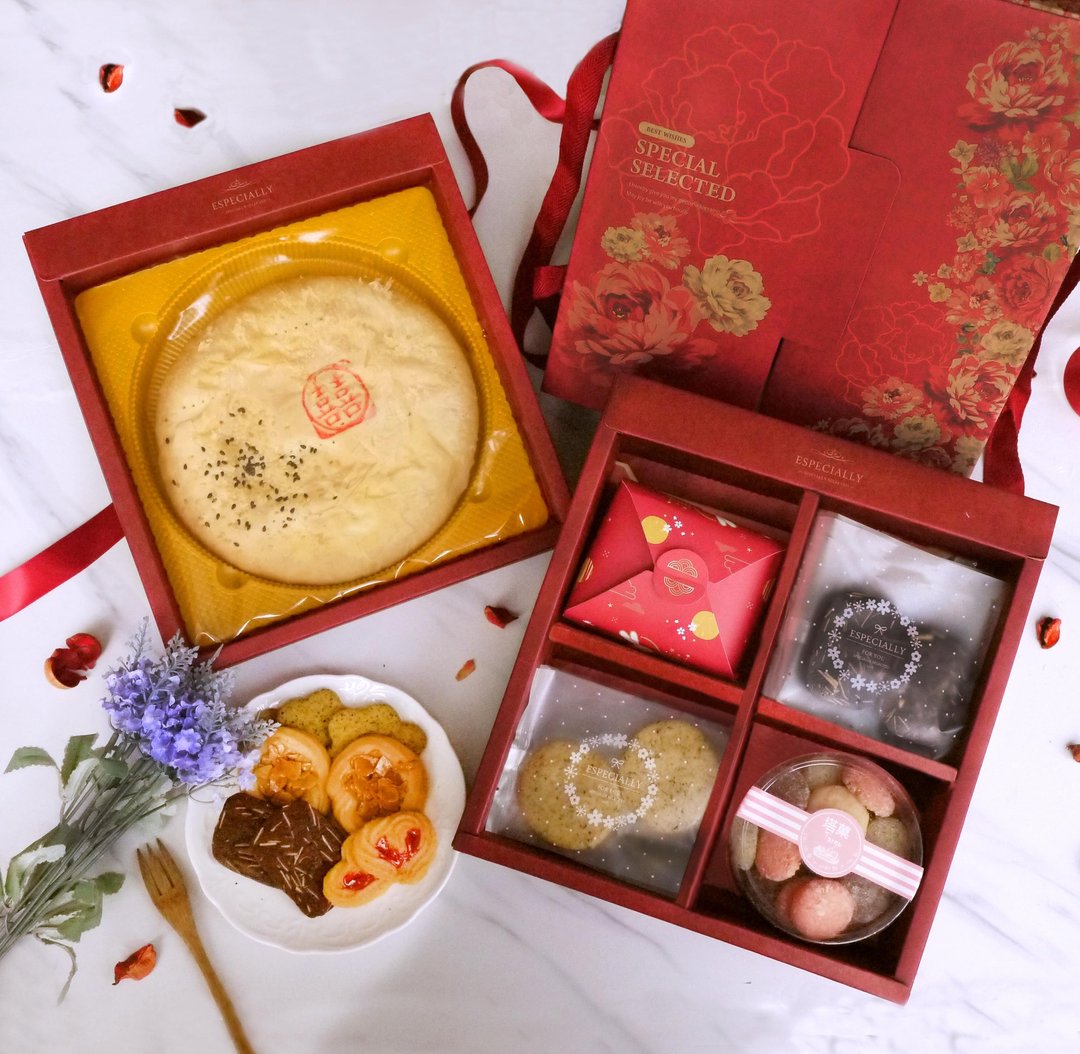 【塔菓】花富贵-顶级手工饼干礼盒(双层喜饼/囍饼礼盒/伴手礼) - 手工饼干 - 新鲜食材 红色