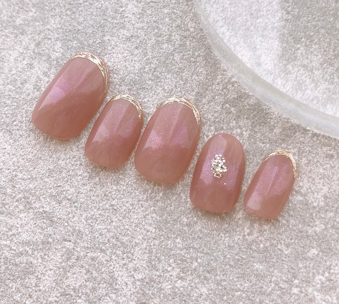 nail tip nail beautiful shell pink glitter pink french french nail - 指甲油/指甲贴 - 塑料 粉红色