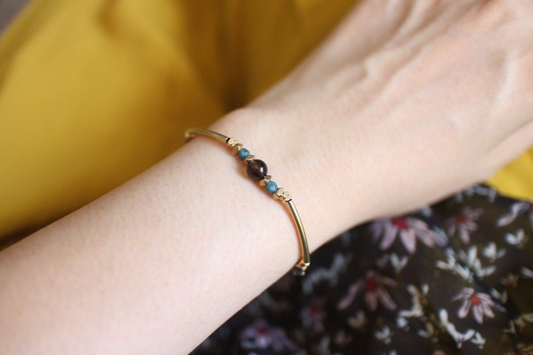 古典茶晶- 茶晶 黄铜手环 - 手链/手环 - 铜/黄铜 多色