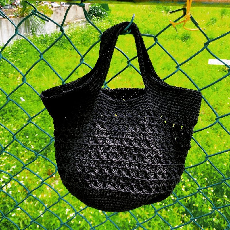 莉芙 Leaf 黑棉手织提袋 chokdee - 手提包/手提袋 - 棉．麻 黑色