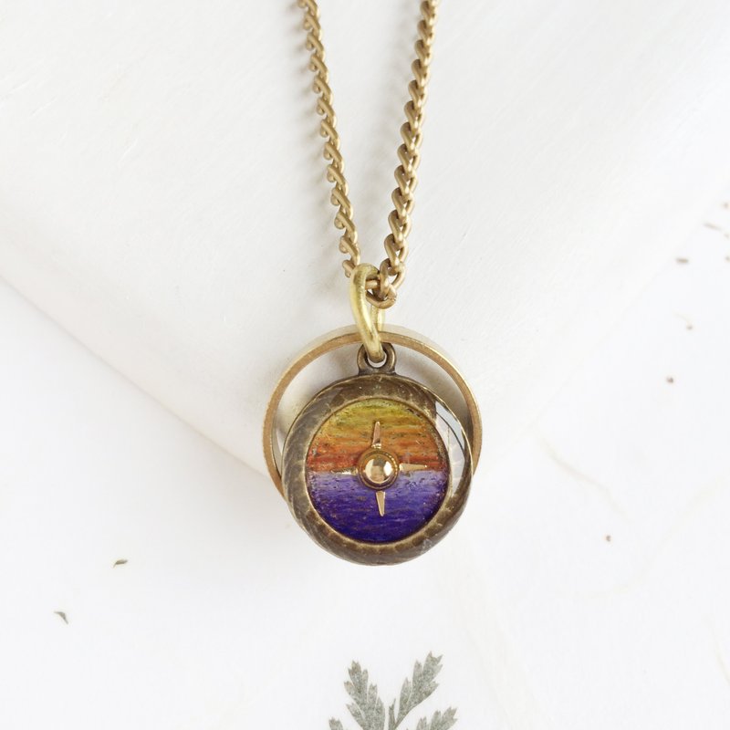 小方向铜圈项链-橘紫渐层 - 项链 - 纸 