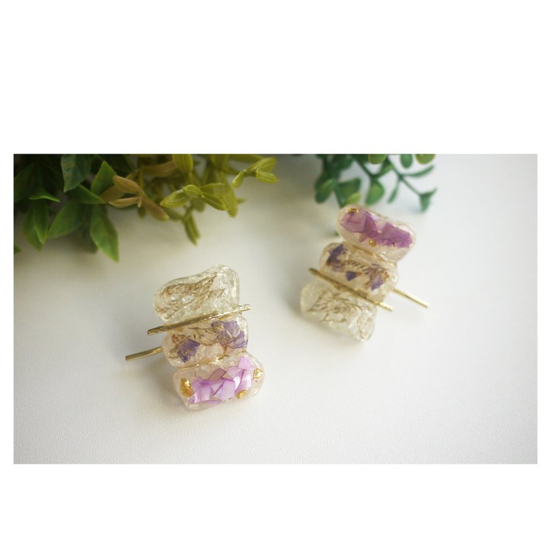 紫色花园马尾勾 | 真花树脂发饰 | pony hook - 发饰 - 其他材质 紫色