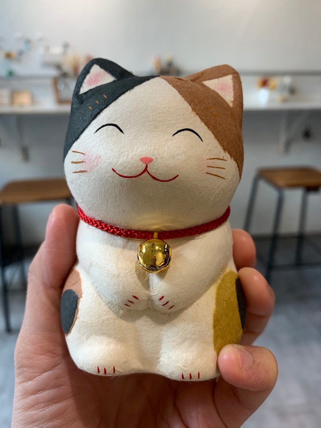 微笑鞠躬猫 三色猫 和纸招财猫 吉祥物 - 摆饰 - 纸 
