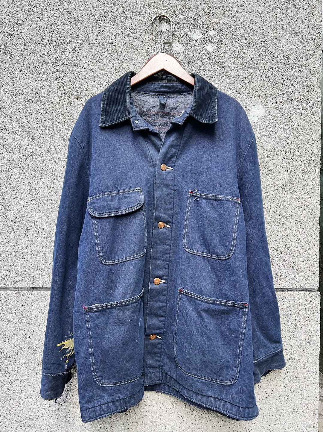 70s Wrangler U.S.A 深海蓝工装外套 内里铺毛四口袋丹宁牛仔外套 - 男装外套 - 棉 蓝色
