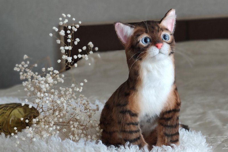 Realistic plush kitten - 玩偶/公仔 - 其他材质 咖啡色