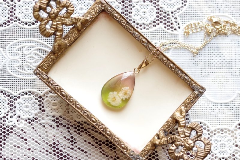 树脂艺术 泪滴坠饰・佐保姬 - 项链 - 树脂 粉红色