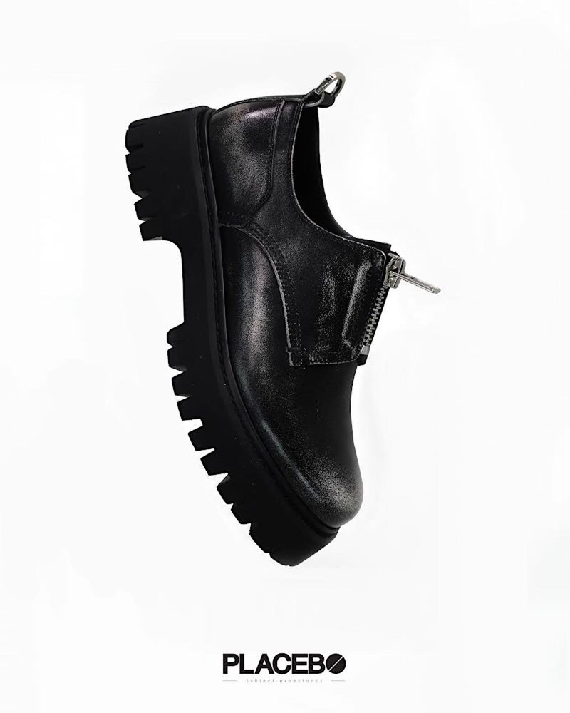 BRUSH OFF ZIPPER - 其他女款皮鞋 - 真皮 黑色