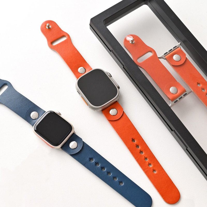 Apple Watch 表带 【 S Jeans 】 枥木皮革 附礼盒 棕褐色 简约 无镍 表带 Apple Watch CF08M - 表带 - 真皮 橘色