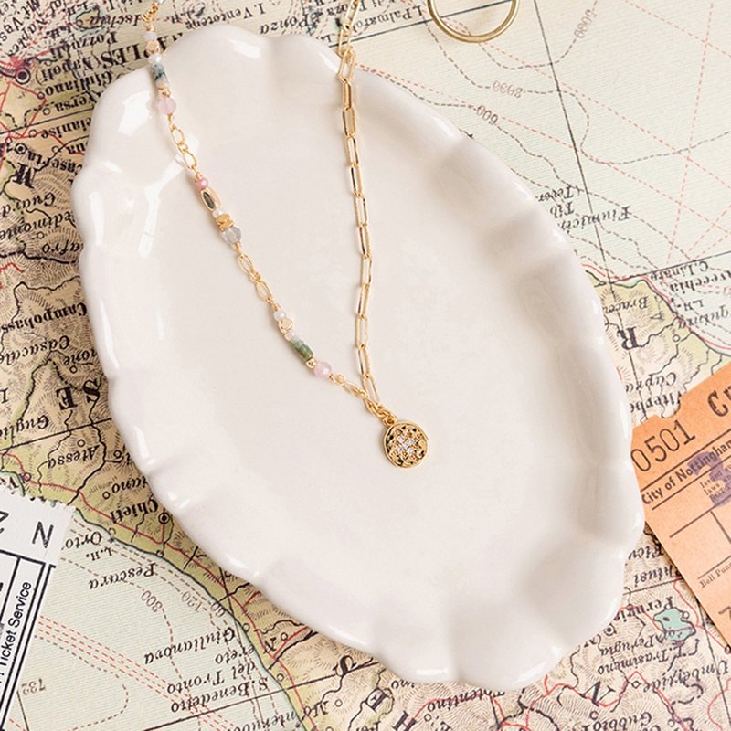 贵人 x 粉猫眼 水草玛瑙 月光石 【最孤独的浪漫】两戴式手链 - 手链/手环 - 宝石 粉红色