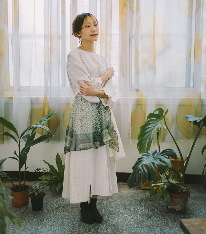 萩露 _ 回 | 洋装 | 外套 - 洋装/连衣裙 - 棉．麻 白色