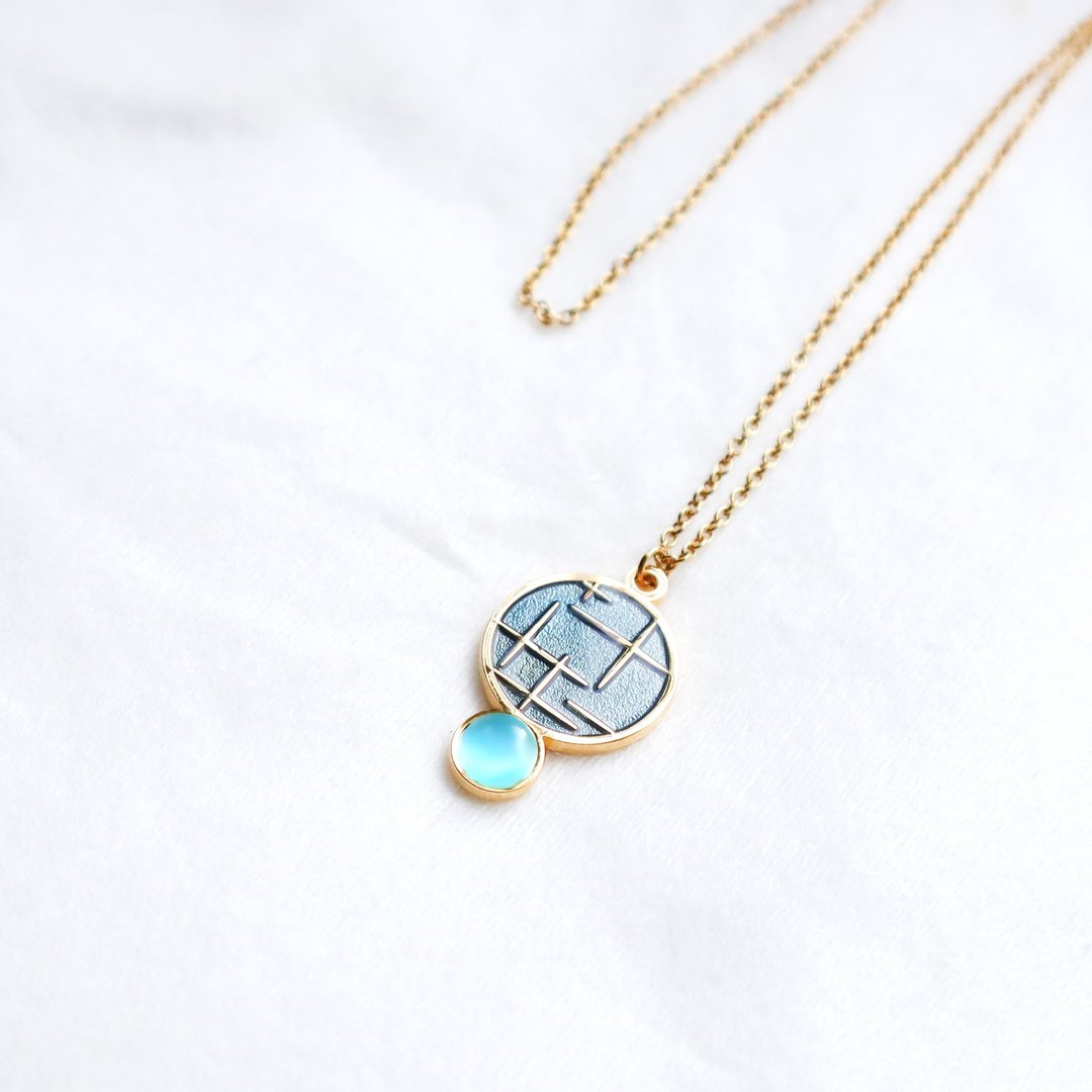 【卡片项链Card Necklace】台湾文化 入色款-十字花玻璃 - 项链 - 其他金属 