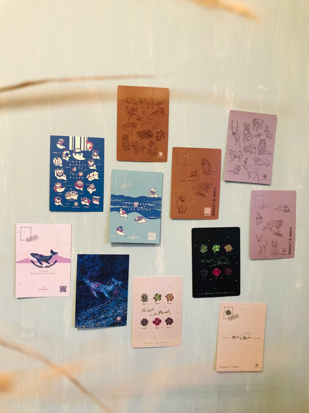原创插画明信片-旅伴动物-守护灵-蓝鲸-多肉植物 - 卡片/明信片 - 其他材质 