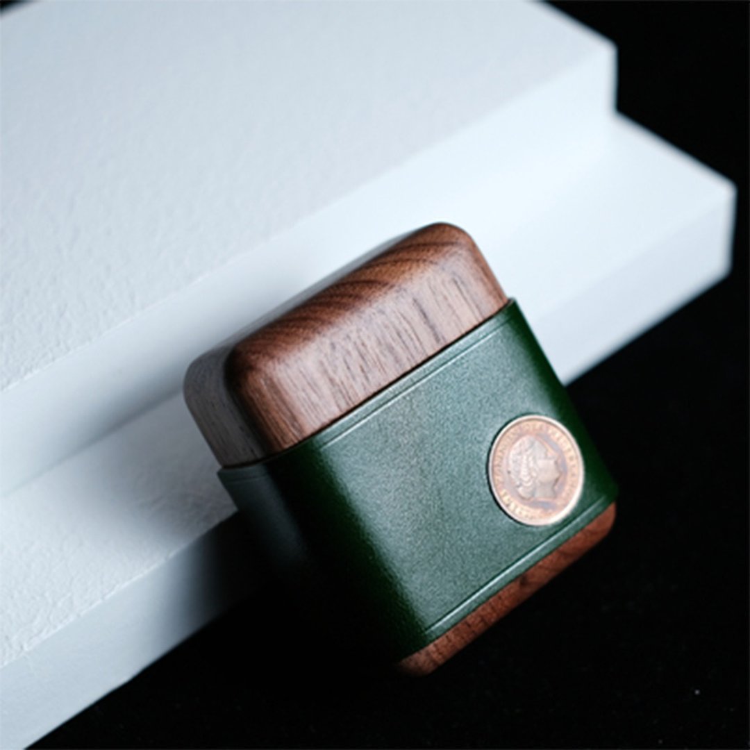 【免运特惠】真皮耳机保护壳适用于苹果AirPods12一皮一木 - 数码小物 - 木头 多色