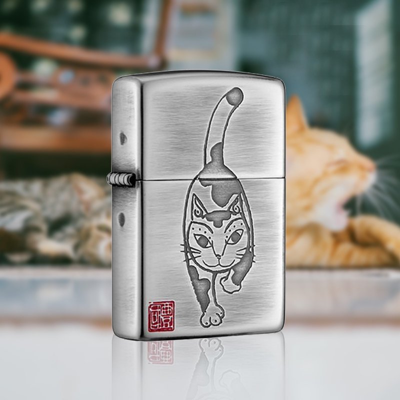 【ZIPPO官方旗舰店】本多风格猫防风打火机 ZA-2-134 - 其他 - 铜/黄铜 银色