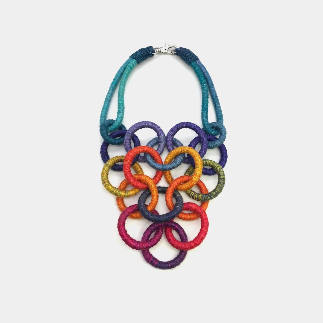 Knitted Necklace. Fiber Necklace.Rope necklace. Textile necklace - 项链 - 棉 多色