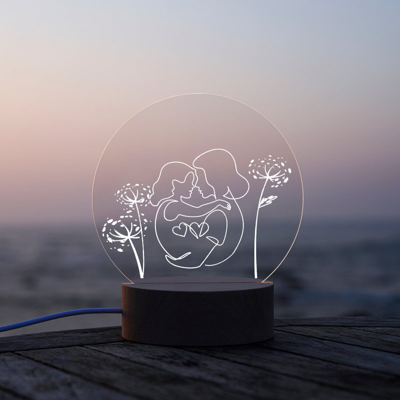 【订制/母亲节小夜灯】写一句心里的话/线条简约款 - 灯具/灯饰 - 木头 