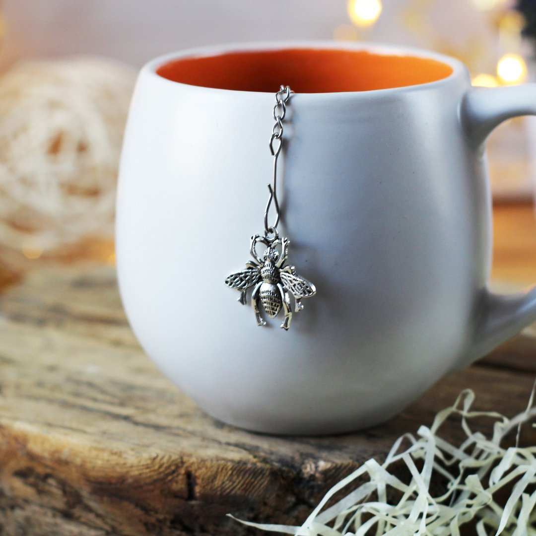 Honey bee tea infuser for loose leaf tea, Tea Maker with bee charm, Tea Steeper - 茶具/茶杯 - 不锈钢 银色