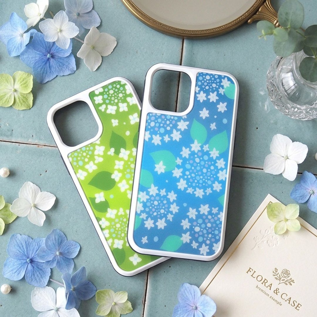 【强化玻璃 iPhone 手机壳】绣球花 - 手机壳/手机套 - 塑料 蓝色