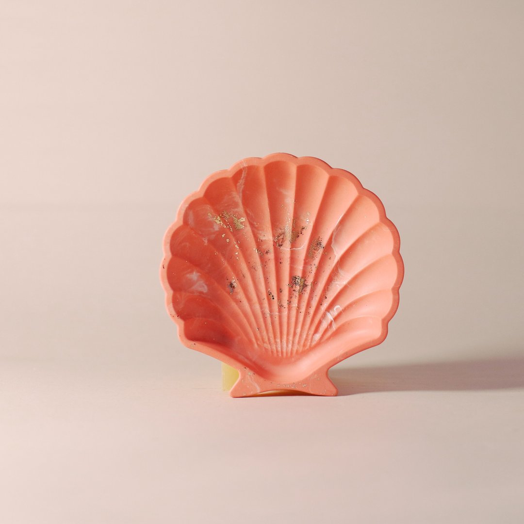 环保永续材/饰品盘 - 金箔艺术贝壳盘 - 收纳用品 - 环保材料 橘色