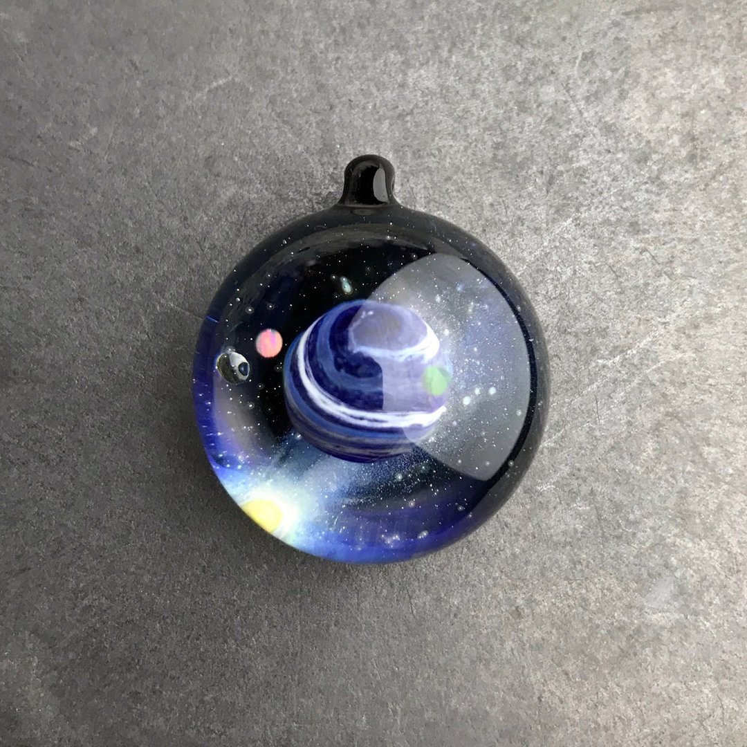 星球 宇宙 手工 玻璃 坠子 - 项链 - 玻璃 蓝色