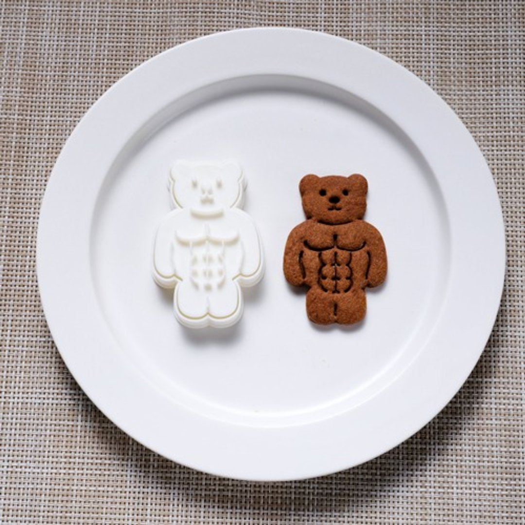 肌肉熊（饼干模具/饼干模具） - 厨房用具 - 木头 