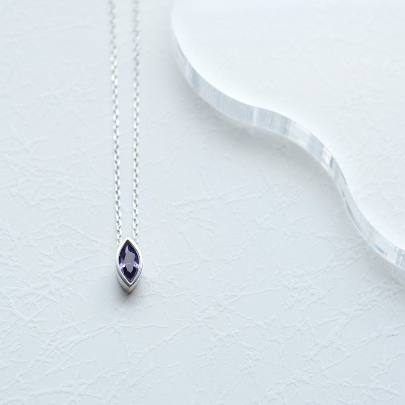 紫水晶榄尖形项链 925银 - 项链 - 其他金属 紫色