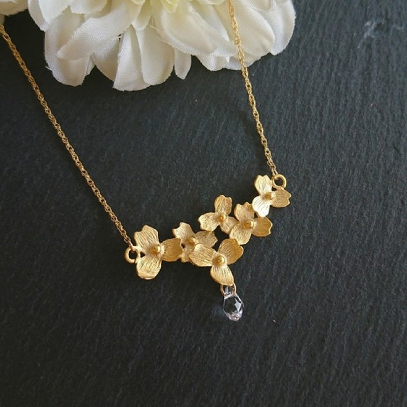 14kgf, matt gold flower necklace - 项链 - 其他金属 金色