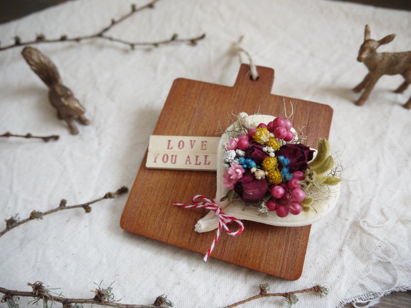 【LOVE YOU ALL 】母亲节/情人节/生日礼/ 干燥花迷你沾板挂饰 - 植栽/盆栽 - 植物．花 咖啡色