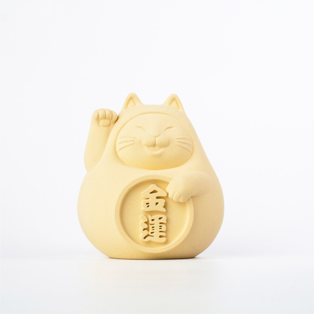【平安福气财运到】胖胖招财猫 (中) 招财黄 - 香薰/精油/线香 - 水泥 黄色