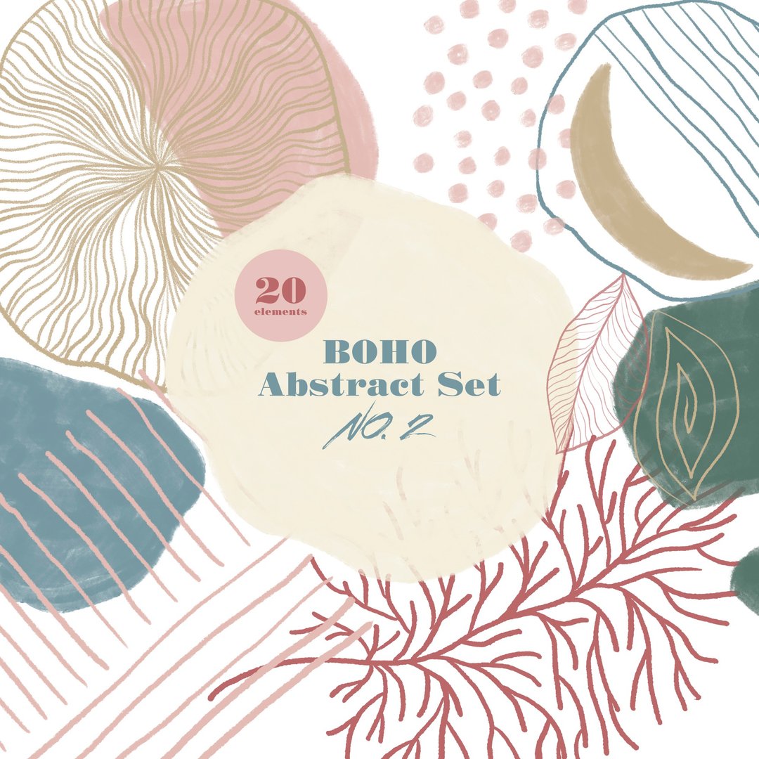 Boho Abstract Clipart. Digital art - 其他数码设计 - 其他材质 