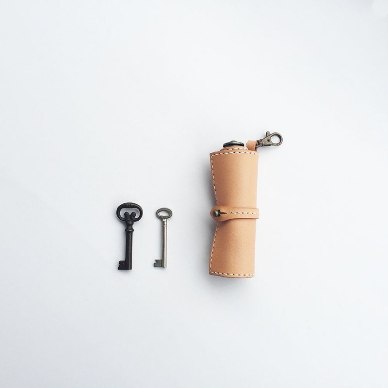 Tochigi leather scroll key case Nume leather - 化妆包/杂物包 - 真皮 咖啡色