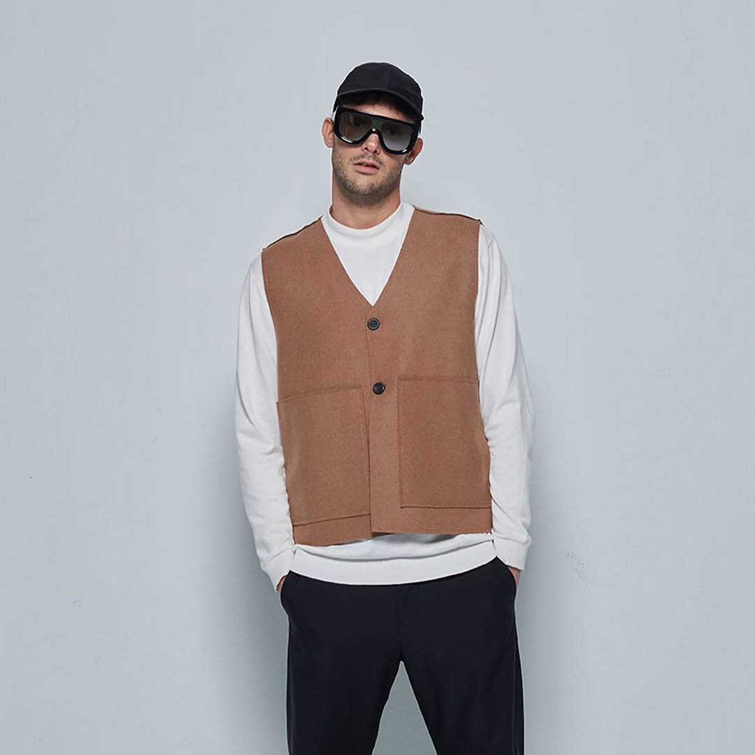 Stone@s Wool Vest / 驼色 羊毛背心 - 男装背心 - 羊毛 卡其色