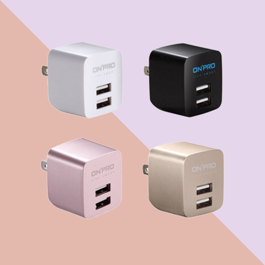 【ONPRO 】2.4A 双USB 急速充电器 双孔插头 豆腐头 插头 UC-2P01 - 手机配件 - 其他材质 粉红色