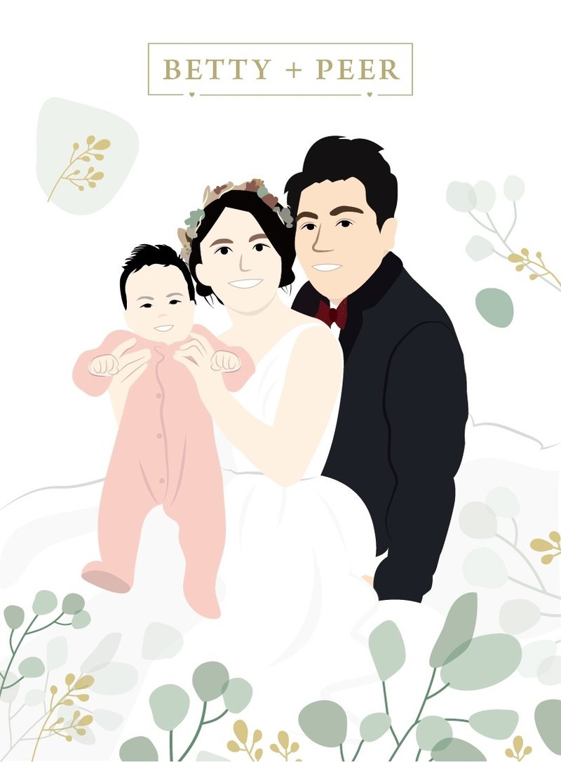 【定制化似颜绘加价购】 婚礼小物 弥月礼盒 伴手礼 定制化卡片 - 订制画像 - 纸 